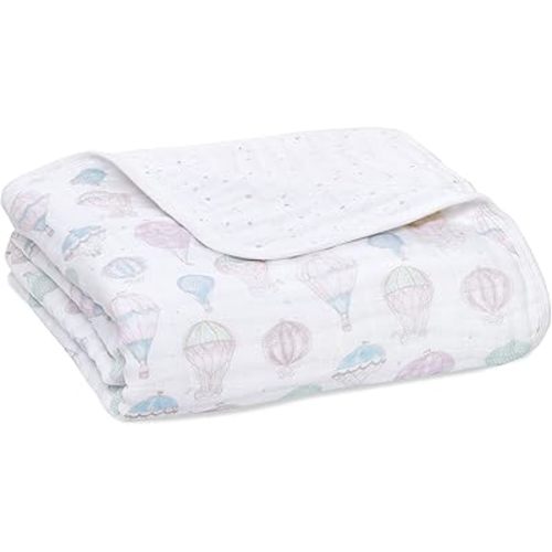 aden + anais 100% Organic Cotton Muslin Baby Blanket Crib Bedding for Newborn Baby and Toddler, Nursery Blanket for Boys and Girls, Baby Registry and Shower Gift - Above The Clouds