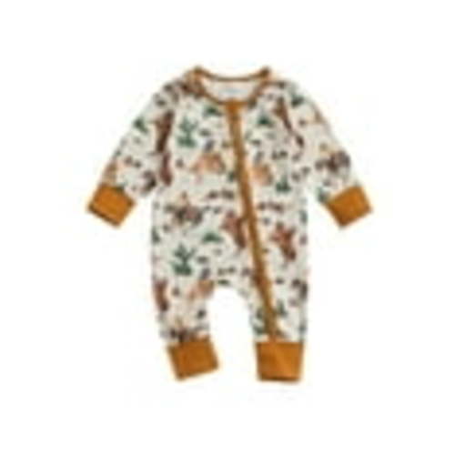 Wassery Western Baby Boys Jumpsuit Long Sleeve Cow/Horse Print Zipped Romper Bodysuits Newborn Autumn Country Cowboy Coming Home Clothes