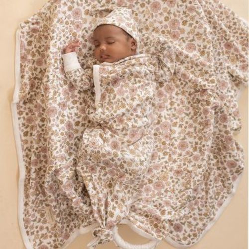 Organic Swaddle Blanket & Hat Set - Summer Garden Summer Garden Onesize