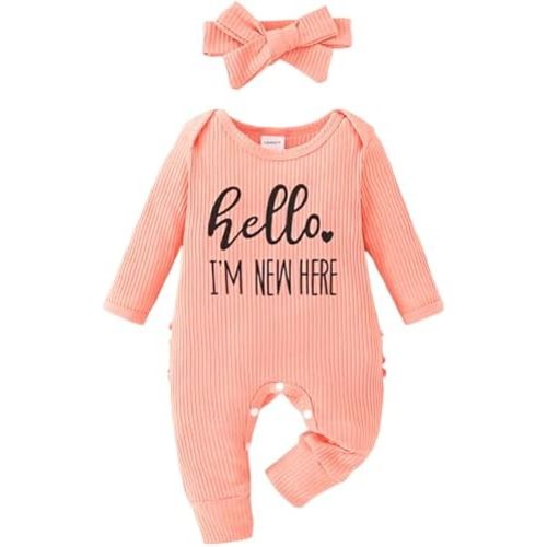 Yvowming Newborn Baby Girl Fall Winter Outfits Clothes Knit Romper Coming Home Outfit for Baby Girl