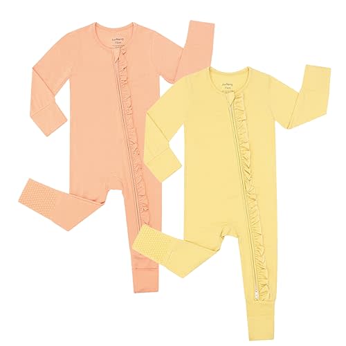 JunNeng Rayon of Bamboo Baby Sleeper with Mittens Cuffts Feet & Non-Slip Design, 2 Way Zipper Pjs Sleep'N Play Romper