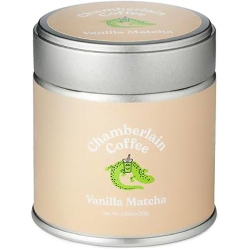 Chamberlain Coffee Vanilla Matcha Green Tea Powder - Madagascar Vanilla + Ceremonial Grade Matcha - Hot or Iced - Organic, Vegan & Gluten-Free Matcha Powder - 1.06 oz