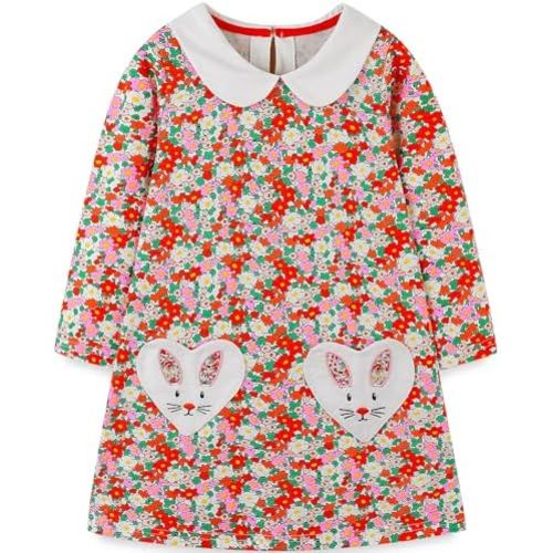 Bumeex Toddler Girl's Long Sleeve Dresses 2-7Y