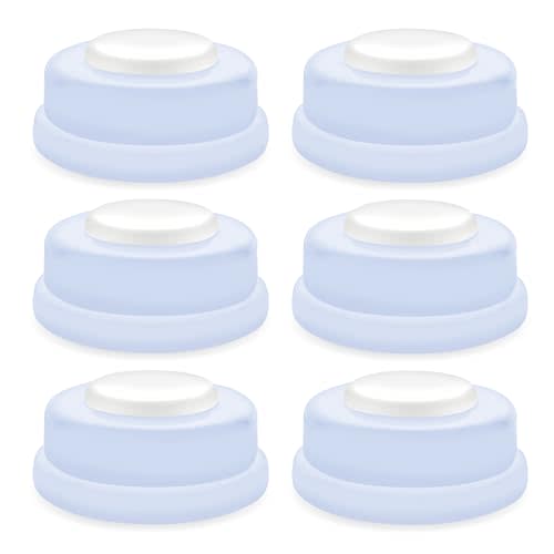 Maymom Screw Lids Aka Travel Caps with Rewritable Sealing Disc Compatible with Avent, Maymom Wide Mouth Bottles; Cap Replace Avent Classic Bottle Screw Ring and Sealing Disc, 6pcs. (Blue)