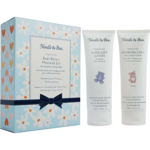 Baby & Bath Massage Blue Heart & Daisy Fragrance Free Set - Noodle & Boo Bath & Body | Maisonette