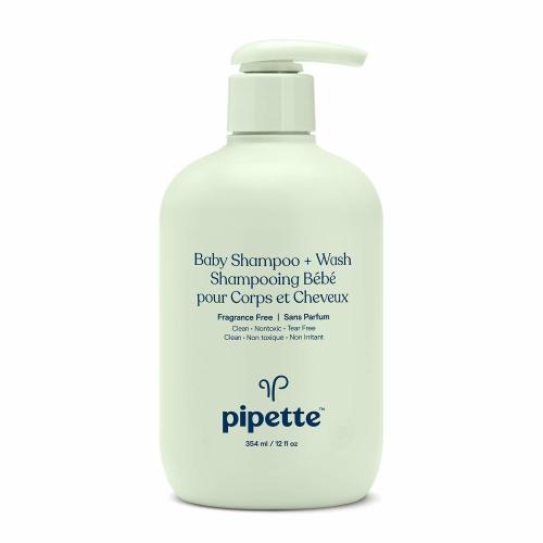 Pipette Baby Shampoo and Body Wash - Fragrance Free, Hypoallergenic, Moisturizing Plant-Derived Squalane,, 11.8 fl oz