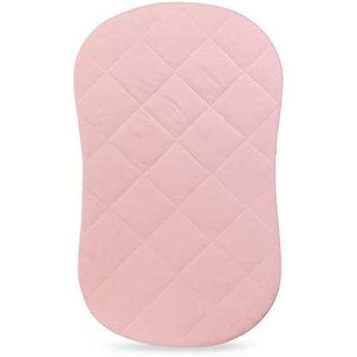 Ely's & Co. Patent Pending Jersey Cotton Quilted Waterproof Hourglass Bassinet Sheet All in one Bassinet Sheet and Bassinet Mattress Pad Cover, Pink