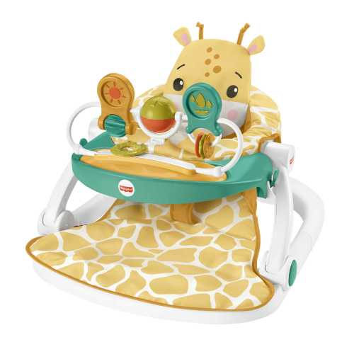 Fisher-Price Portable Baby Chair with Snack Tray and Toy Bar, Premium Sit-Me-Up Seat, Giraffe