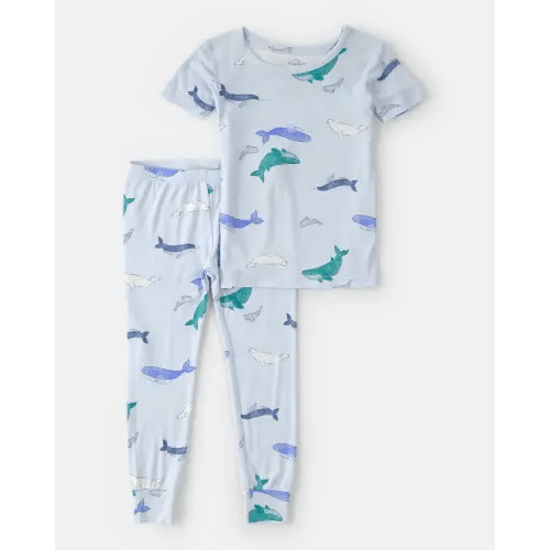 Toddler Boy Whale PurelySoft Short-Sleeve Snug Fit 2-Piece Pajama Set - Blue | Carter's