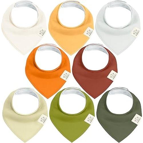 8-Pack Organic Baby Bandana Bibs for Girls - Super Absorbent Triangle Baby Bibs for Drooling and Teething Infant, 100% Cotton Extra Soft for Newborn, Infant 0-36 Months (Sahara)