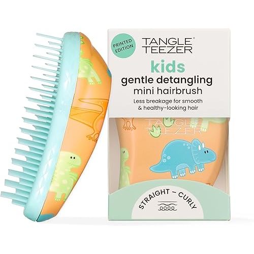 Tangle Teezer Original Detangler Brush, Dry & Wet Travel Size Mini Hair Brush, for Kids & All Hair Types, Dino Mighty