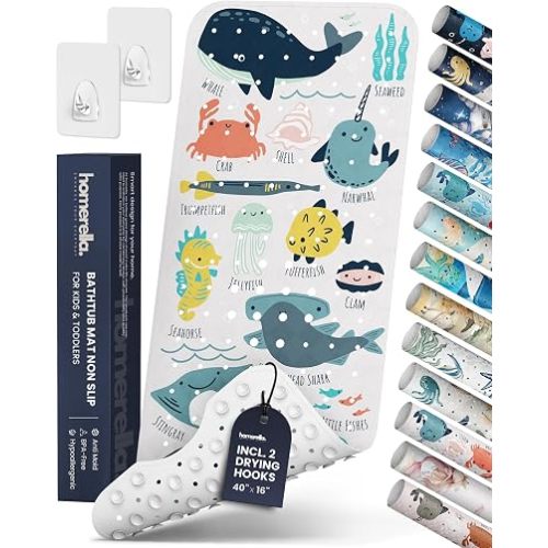 homerella Bathtub Mat Non Slip Kids 40x16 Baby Bath Mat Non Slip Anti Mold