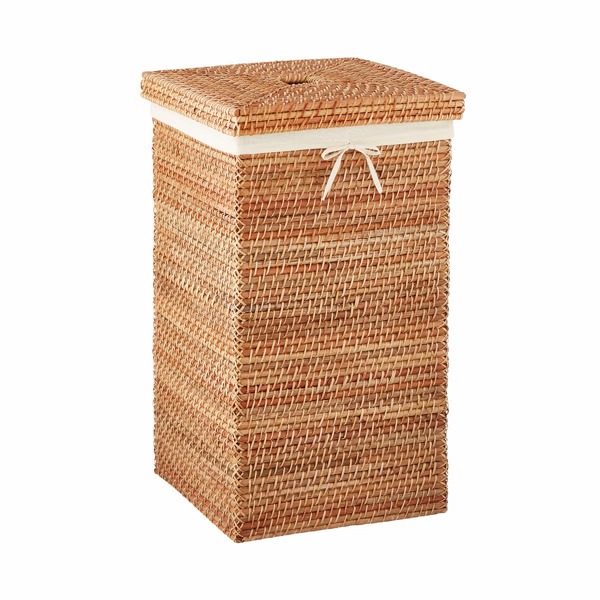 Square Rattan Hamper, Natural | The Container Store