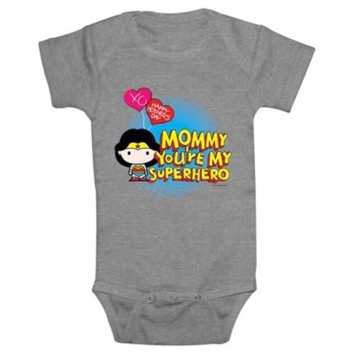 Infant's Wonder Woman Mommy Superhero Bodysuit - Athletic Heather - 18 Months