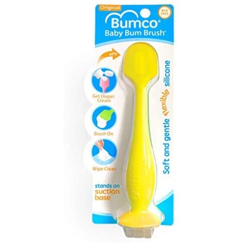 Baby Bum Brush, Original Diaper Rash Cream Applicator, Soft Flexible Silicone, Unique Gift, [Yellow]