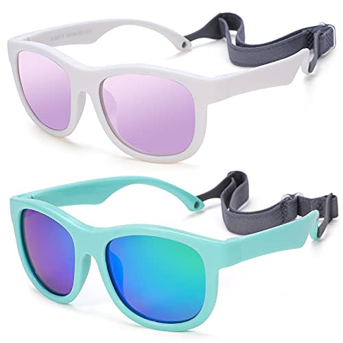 Flexible Polarized Baby Sunglasses with Adjustable Strap for Toddler Newborn Infant Age 0-24 Months
