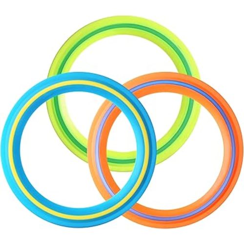 Flying Disc for Kids Adults 11 inch Flying Ring, 3 Pack Beach Backyard Sports Play Soft Discs，Best Sport Outdoor Tossing Toy Gift for 4+ Year Old Boys Girls Family 3PCS (Yellow，Orange & Turquoise)