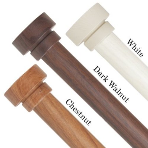 1" Dia Faux Wood Curtain Rod 28-48 inch with Cassiel Finials - Dark Walnut