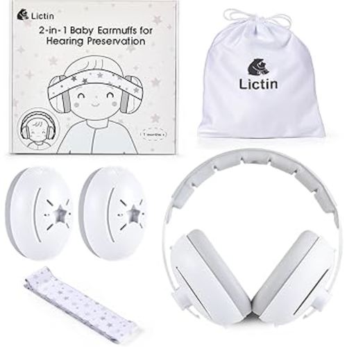 Lictin 2-in-1 Baby Earmuffs Noise Protection, Infant Noise Cancelling Headphones, Adjustable Baby Ear Protection, Star Noise Reduction Earmuffs for Babies and Toddlers up to 4 Years
