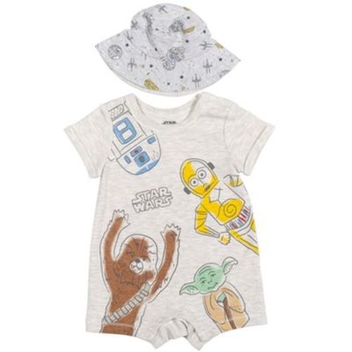 Star Wars Yoda R2-d2 Chewbacca C-3po Newborn Baby Boys Romper And Sunhat Newborn