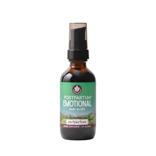 WishGarden Herbs Postpartum Emotional Baby Blues, Herbal Mood Support Tincture, St. John's Wort, Passionflower, Motherwort, Black Cohosh, Breastfeeding Safe, 2oz