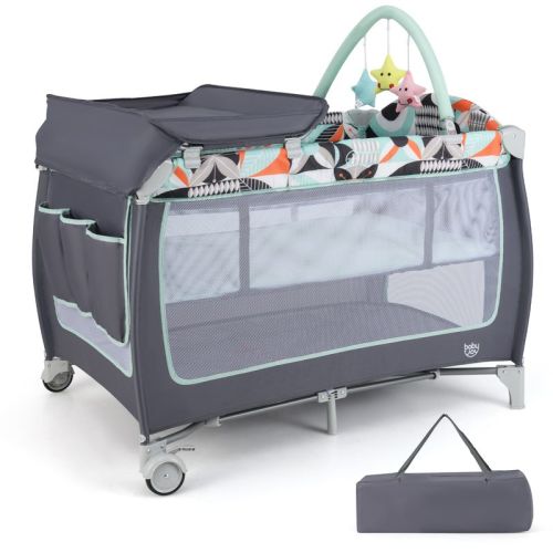 Infans 4 in 1 Baby Playard Portable Infant Nursery Center w/ Zippered Door Blue
