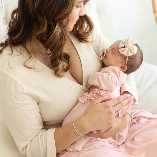 Oatmeal Waffle Bamboo Knit Maternity Robe
