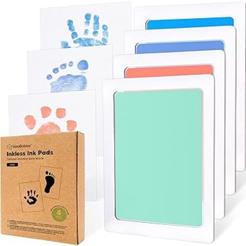 4-Pack Inkless Baby Hand and Footprint Kit - Mess Free Ink Pad for Newborn Keepsake, Dog Nose & Paw Print Kit, Clean Touch Ink Pad for Baby Hand & Footprints, Ideal New Mom Gifts (Popsicle, L)