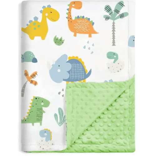 HOMRITAR Baby Blanket for Boys Girls Super Soft Minky Blanket with Dotted Backing, Dinosaurs Multicolor Printed for Toddler Nursery 30 x 40 Inch