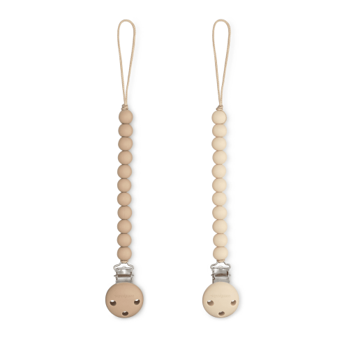 Silicone Pacifier Clips for Boys and Girls, by Comfy Cubs (Beige & Light Beige, Pack of 2)
