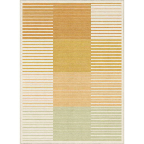 Trinx Kehr Modern Geometric Yellow Multi Art Flatwoven Rug – Easy Clean & Durable | Wayfair