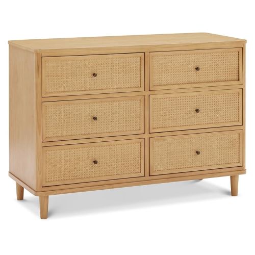 Namesake Marin with Cane 6 Drawer Dresser in Honey and Honey Cane