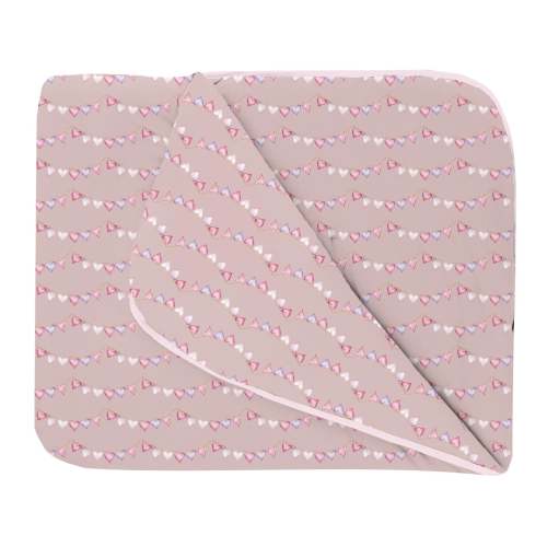 Print Fluffle Throw Blanket with Embroidery in Baby Rose Heart Bunting