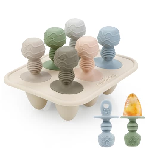 PandaEar Silicone Popsicle Molds, Mini Breastmilk Popsicle Molds with Sticks & 6-Cavity for Baby Teething Relief, Frozen Breast Milk Teether Popsicle Maker Ice Pop Molds for Infant