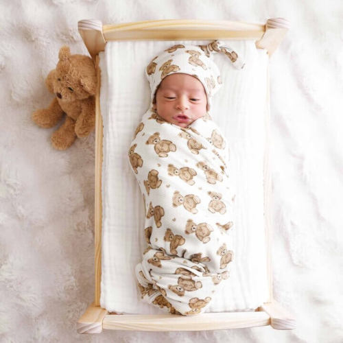 Beary Sweet Bamboo Waffle Oversized Swaddle Blanket