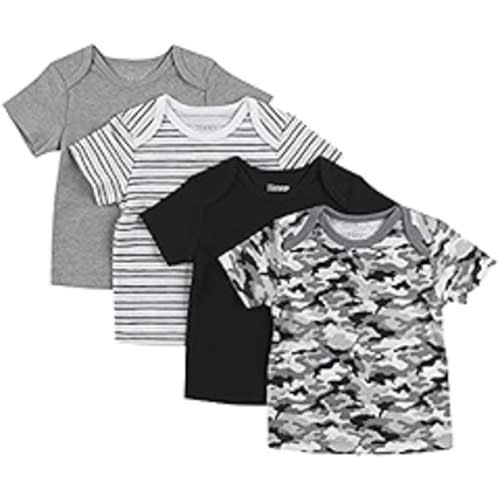 Amazon.com: Hanes Baby T, Flexy Soft Stretch Shirt, Expandable Shoulder, 4-Pack, Black Stripe Camo Set, 6-12 Months: Clothing, Shoes & Jewelry