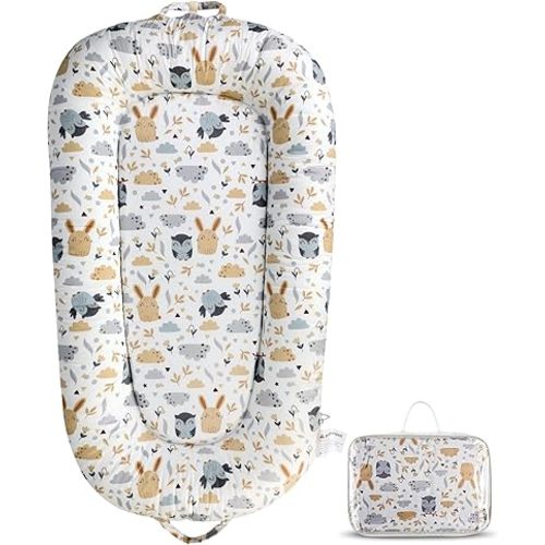 Portable Baby Support Cushion for Supervised Awake-Time Activities, Breathable Cotton Baby Pad for Daily Care (Hoot)
