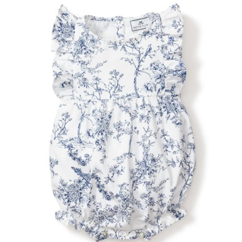 Baby's Twill Ruffled Romper in Timeless Toile