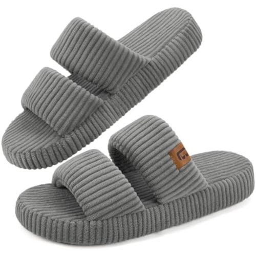 LongBay Slippers for Women Memory Foam Open Toe Slip On Bedroom Comfy House Shoes with Dual-Strap