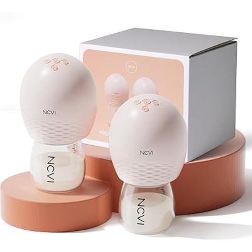 NCVI 8113 Wireless Breast Pump Hands Free 21/25mm Flanges, Portable Electric Wearable Breastfeeding Milk Pump Double with 4 Modes & 9 Levels for Work Travel Mom, Upgrade Cordless Design 2 Count, Pink