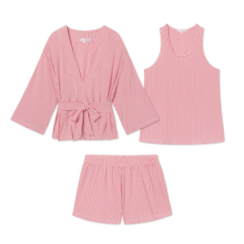 LAKE | Women | DreamModal™ Pajamas | Winterberry Pencil Stripe Kimono Shorts Bundle