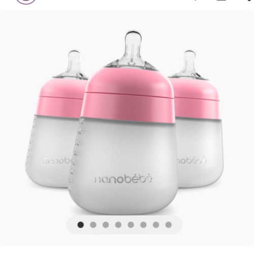9oz Flexy Silicone Baby Bottle in pink or white