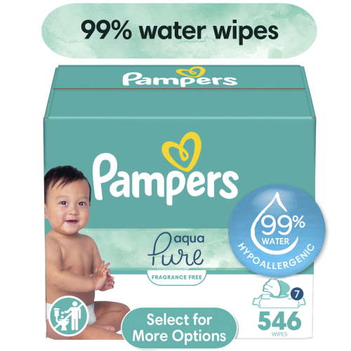 Pampers Aqua Pure Baby Wipes Unscented, 99% Water, 7-Pack 392 Total Count (Select for More Options)