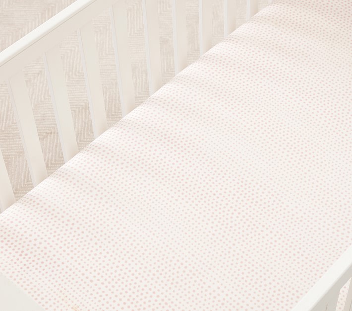 Pottery Barn Kids Blush Falling Dot Organic Crib Fitted Shee