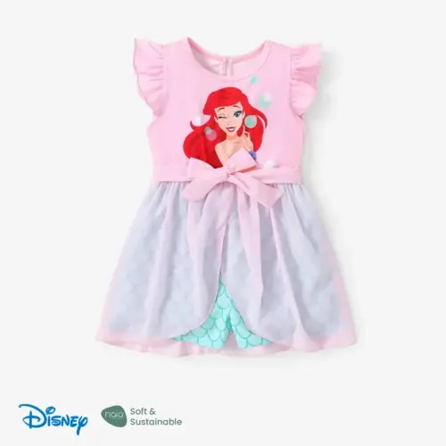 Disney Little Mermaid Ariel Toddler Girl Jumpsuit Dress with Tulle Skirt Pink 3-4T