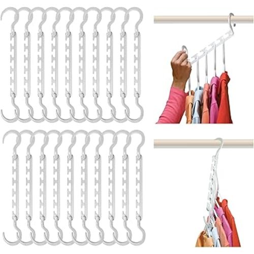 Wonder Hanger Max 20-Pack Space Saving Hangers, Reinforced Hooks Swivels 360°, Cascading Hanger, College Dorms & Storage Closet Organizer, Fully Assembled – White