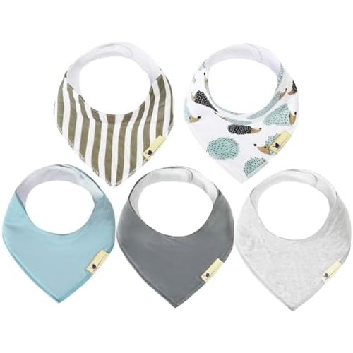 Blue Wren Magnetic Bandana Drool Bibs 5-pack - Magnetic Closure Baby Bibs - Safe, Easy, Chic Teething Bib