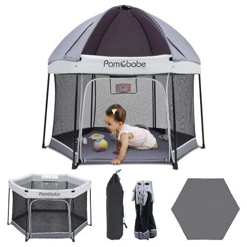 Pamo Babe Premium Indoor and Outdoor Portable Baby Playpen, Grey