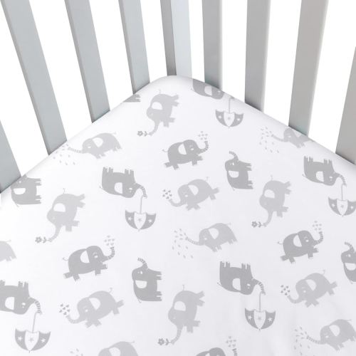 Fitted Crib Sheet for Baby Boys or Girls, Silky Soft Microfiber 52'' x 28'' Crib Sheet Fits Standard Size Crib Mattress and Toddler Bed Mattress, Gray Elephant
