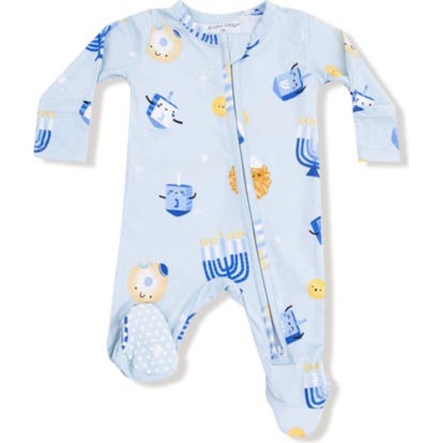 Hanukkah Print Zip Footie, 0-3M